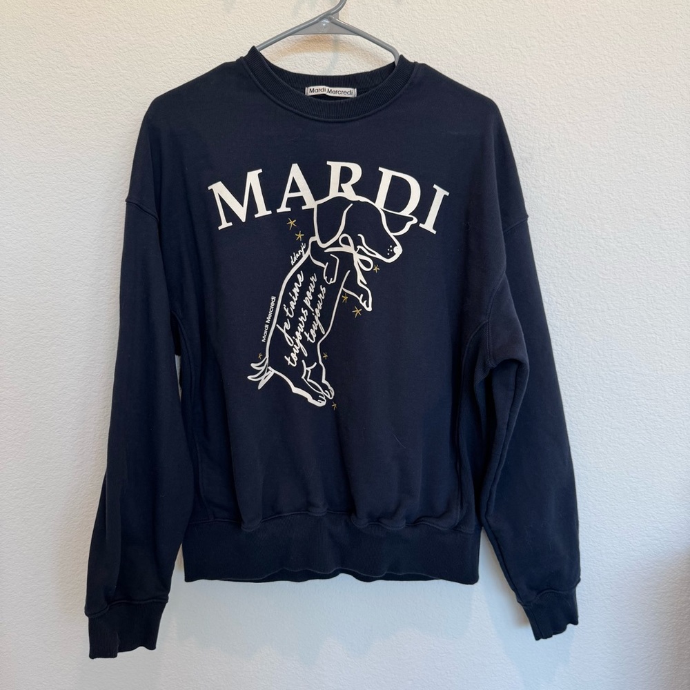 Mardi Mercredi Raglan Front Graphic Sweatshirt